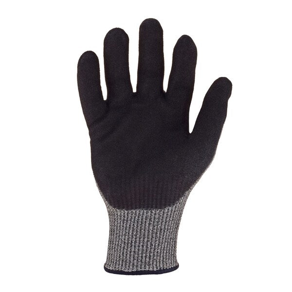 Bluwolf Cut Resistant 13 ga. ANSI A5 Gray Gloves, Black Sandy Foam Nitirle Palm Coating, 2XL