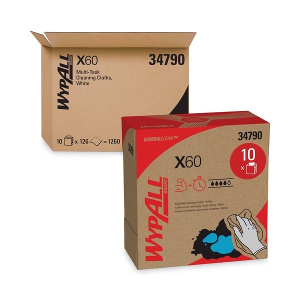 GeneralClean X60 Multi-Task Cleaning Cloths, Pop-Up Box, White (118 Sheets/Box, 10 Boxes/Case)