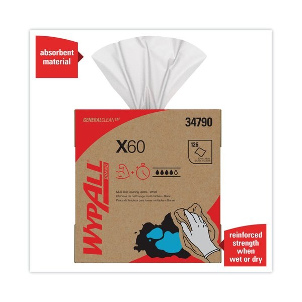 GeneralClean X60 Multi-Task Cleaning Cloths, Pop-Up Box, White (118 Sheets/Box, 10 Boxes/Case)