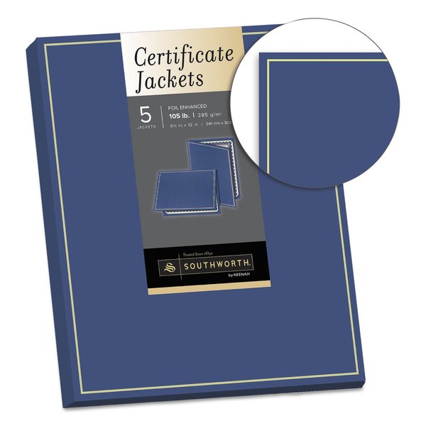 Certificate Jacket, Navy/Gold, 9.5x12, PK5