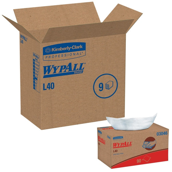 Dry Wipe, White, Pop Up Box, Double Recreped (DRC), 9 PK, 90 Wipes, 10 in x 10-3/4 in
