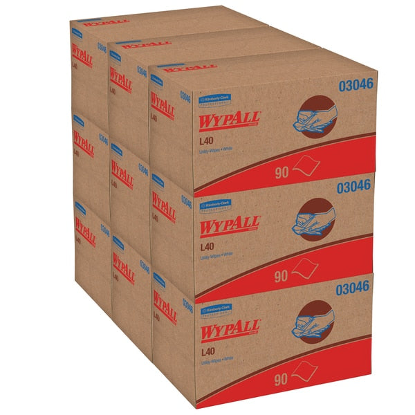 Dry Wipe, White, Pop Up Box, Double Recreped (DRC), 9 PK, 90 Wipes, 10 in x 10-3/4 in