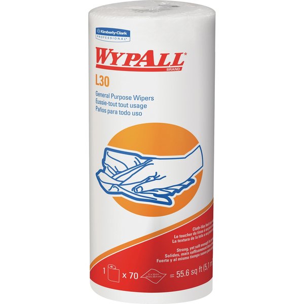Cleaning Wipes, Roll, L30, Prfrated, PK24, White, Roll, Hand, Face, 70 Wipes, 11
