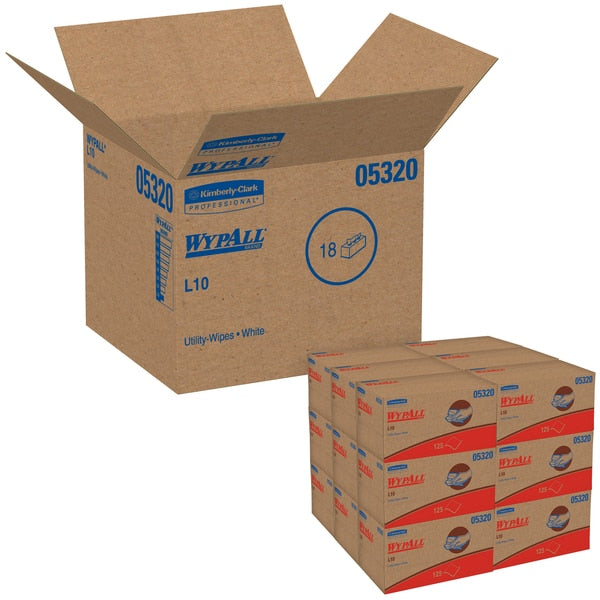 Dry Wipe, White, Pop Up Box, Paper, 18 PK, 125 Wipes, 9 in x 10 1/4 in