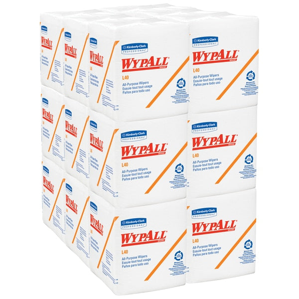 Dry Wipe, L40, 56, 1/4 Fold, Spr Hvy Absorb, Double Recreped DRC, 12 in x 12 1/2 in, White, 18 Pack