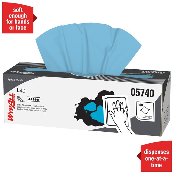 Dry Wipe, L40, Pop Up Box, Double Recreped (DRC), 9 3/4 in x 16 1/2 in, 100 Sheets, 9 Pack