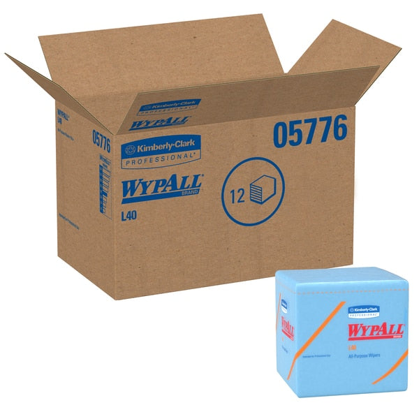 Dry Wipe, Blue, 1/4 Fold Poly Wrapped, Double Recreped (DRC), Face, Hand, 12 PK, 56 Wipes
