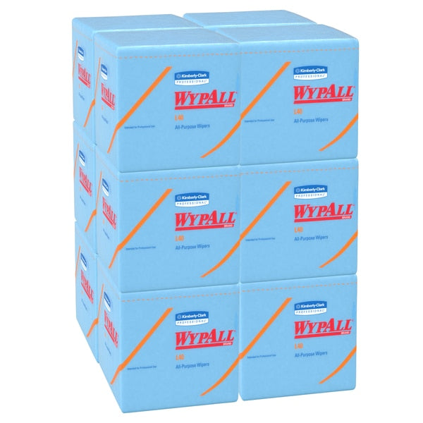 Dry Wipe, Blue, 1/4 Fold Poly Wrapped, Double Recreped (DRC), Face, Hand, 12 PK, 56 Wipes