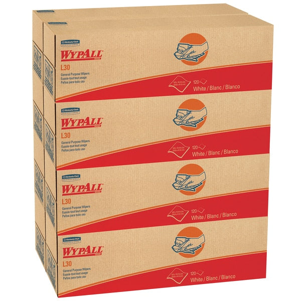 Dry Wipe, White, Pop Up Box, Double Recreped (DRC), 8 PK, 100 Wipes, 9 3/4 in x 16 1/2 in