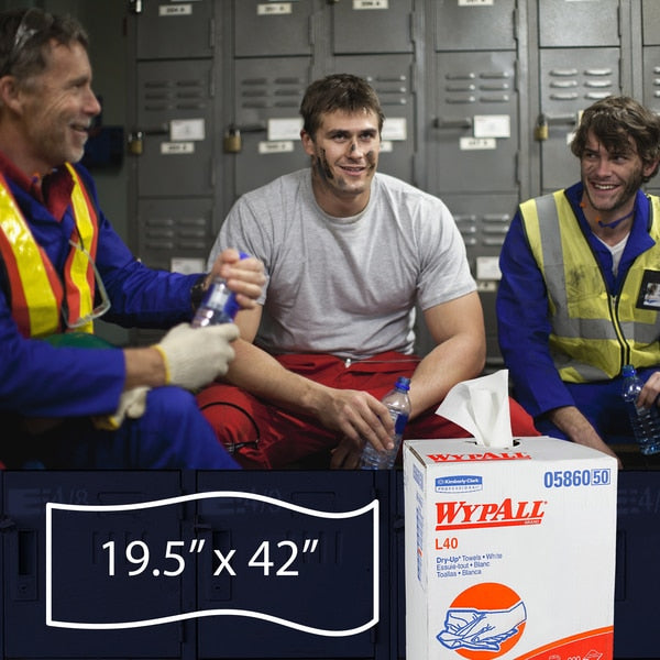 Dry Wipe Roll, White, Box, Double Recreped (DRC), 1 PK, 200 Wipes, 19 1/2 in x 42 in