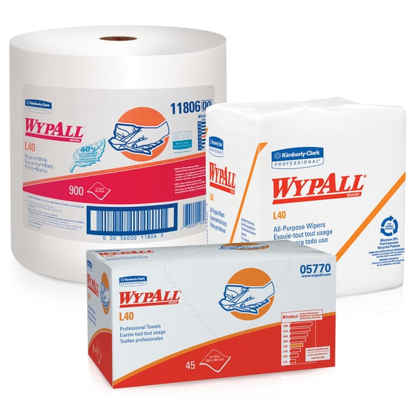 Dry Wipe Roll, White, Box, Double Recreped (DRC), 1 PK, 200 Wipes, 19 1/2 in x 42 in