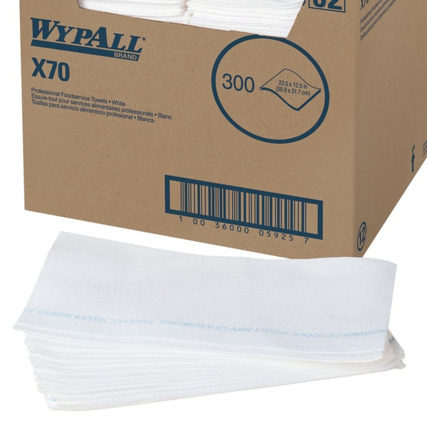 Dry Wipe, Blue/White, Hydroknit, Food Service, 1 PK, 300 Wipes, 12 1/2 in x 23 1/2 in