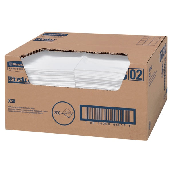 Dry Wipe, Blue/White, Hydroknit, Food Service, 1 PK, 200 Wipes, 12 1/2 in x 23 1/2 in