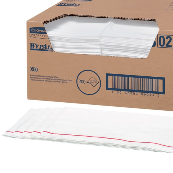 Dry Wipe, Blue/White, Hydroknit, Food Service, 1 PK, 200 Wipes, 12 1/2 in x 23 1/2 in