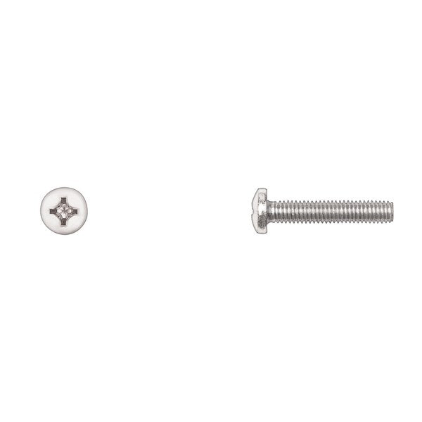 #10-32 x 1 in Phillips Pan Machine Screw, Zinc Plated