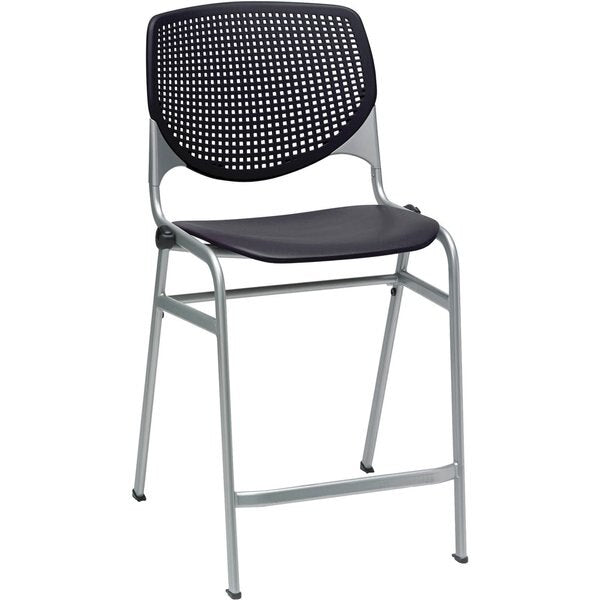Counter Height Stool, Black, Caster Type: Durable Nylon Glides