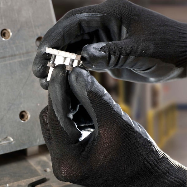 Polyurethane Coated Gloves, Palm Coverage, Black, S, PR