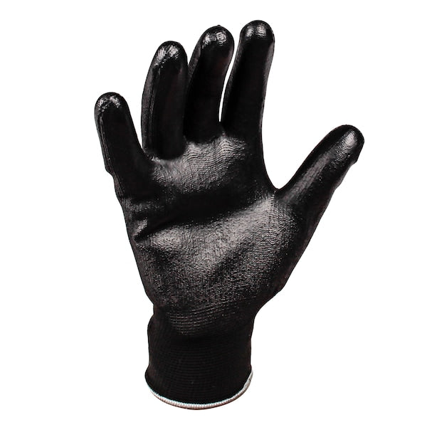 Polyurethane Coated Gloves, Palm Coverage, Black, 2XL, 60PK