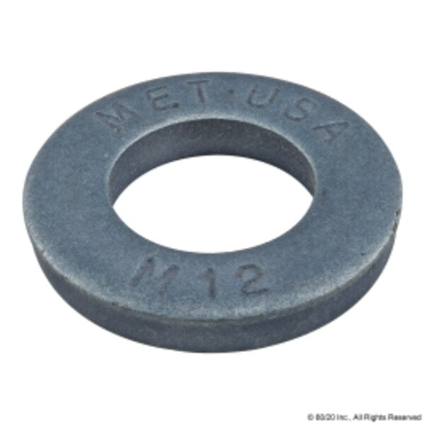 Flat Washer, Fits Bolt Size M12 , Steel Zinc Plated Finish