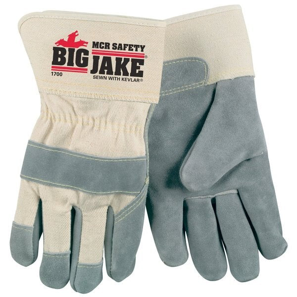Leather Palm Gloves, Cowhide, Split, 2XL, PR