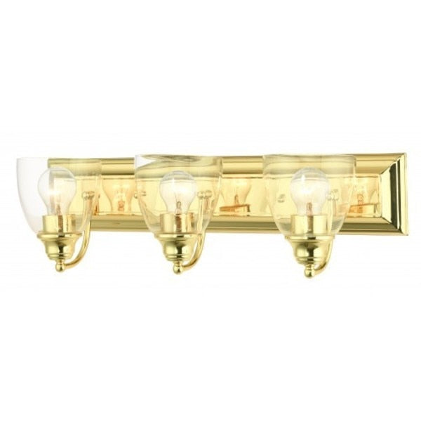 Polished Brass Vanity Sconce, 3 Light