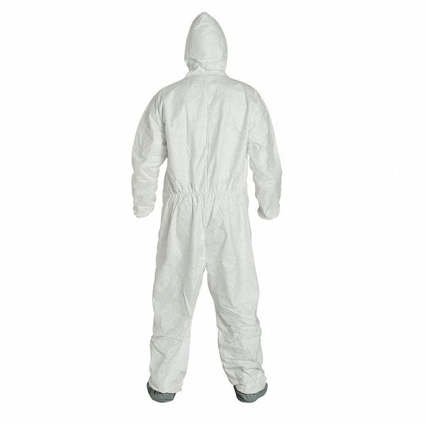Tyvek 400 Hooded Disposable Coverall, Attached Skid-Resistant Boots, XL, White, 25 Pack