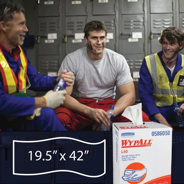 Dry Wipe Roll, White, Box, Double Recreped (DRC), 1 PK, 200 Wipes, 19 1/2 in x 42 in