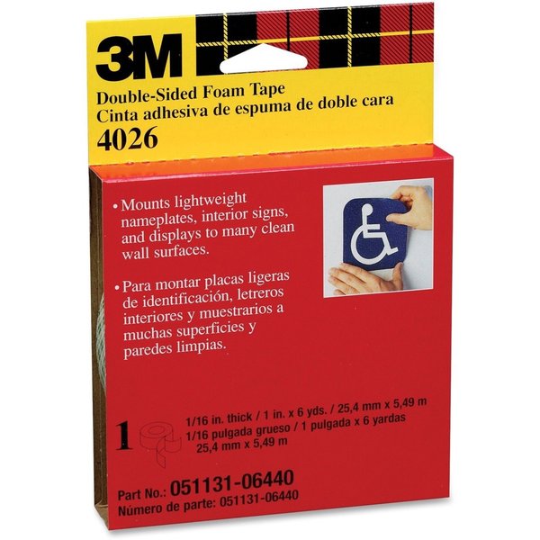 Double Sided Tape, 1in, Natural, 1in, PK1000