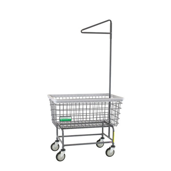 Antimicrobial Wire Utility Cart with Single Pole Rack, 6 Bushel
