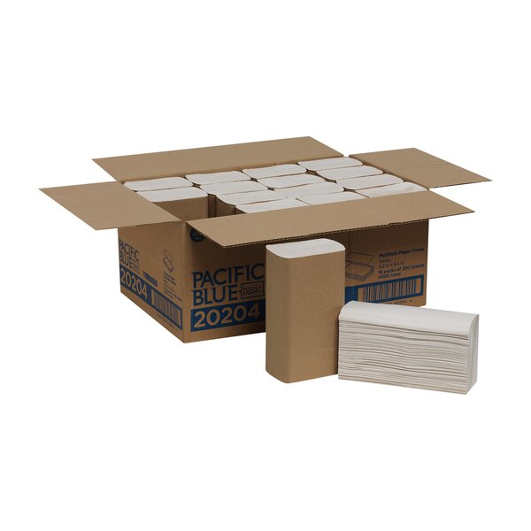 Pacific Blue Basic Multifold Paper Towels, 1, 250, White, 4000 PK