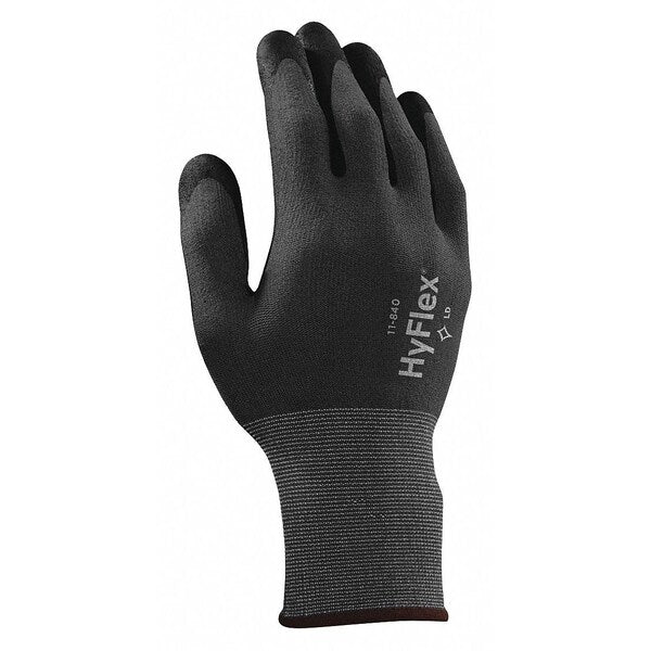Hyflex, Foam Nitrile Coated Gloves, Palm Coverage, Abrasion Level 5, Black/Gray, XL (10), 1 Pair