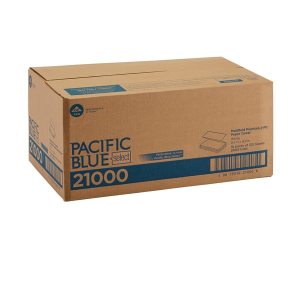 Pacific Blue Select Multifold Paper Towels, 2, 125, White, 16 PK