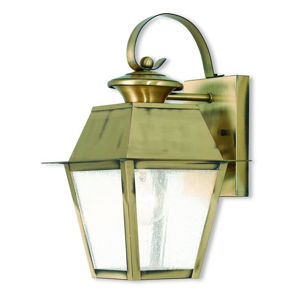 Mansfield 1 Light Antique Brass Outdoor Wall Lantern