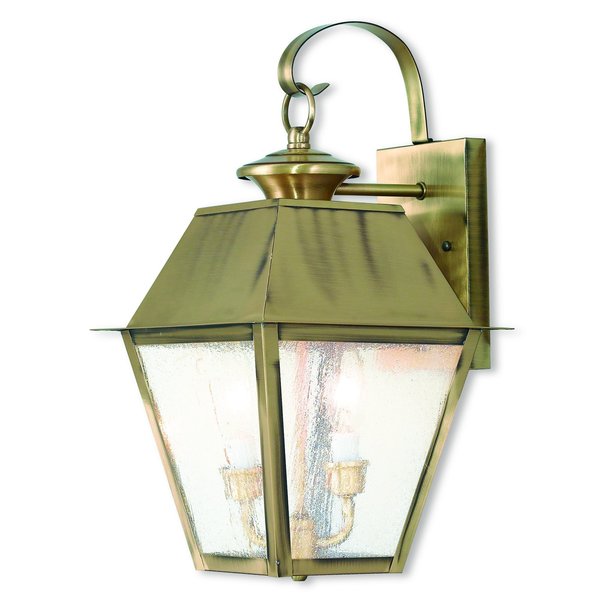 Mansfield 2 Light Antique Brass Outdoor Wall Lantern
