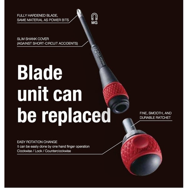 BALL GRIP Ratchet Screwdriver No.2200 +3