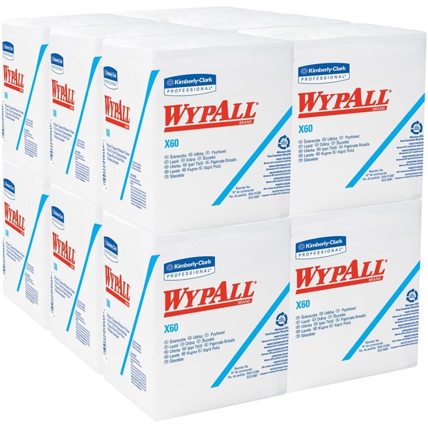 Dry Wipe, X60, 1/4 Fold Poly Wrapped, Hydroknit, 12 in x 12 1/2 in, 12 Pack