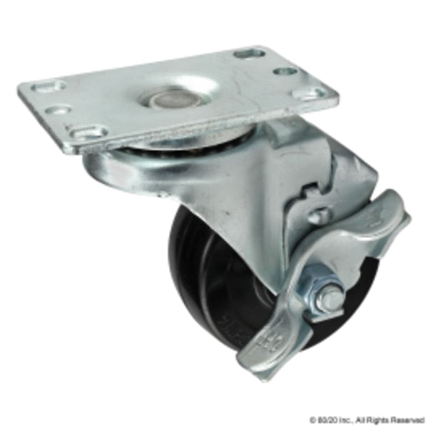 Flange Mount, Swivel Caster, Brake, 3