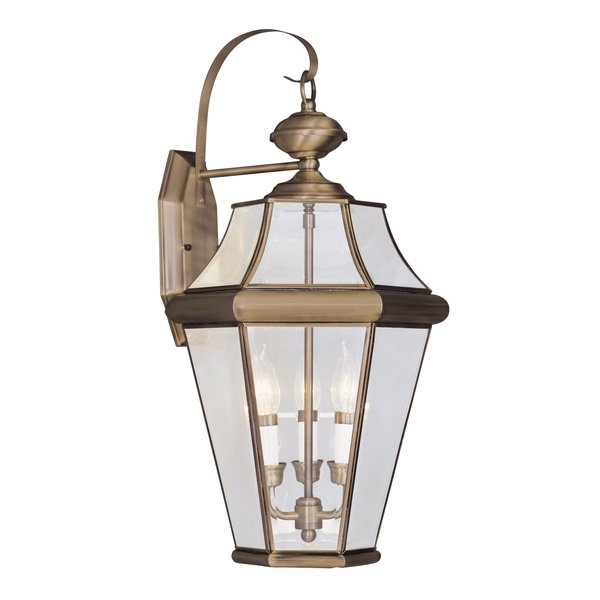 Georgetown 3 Light Antique Brass Outdoor Wall Lantern