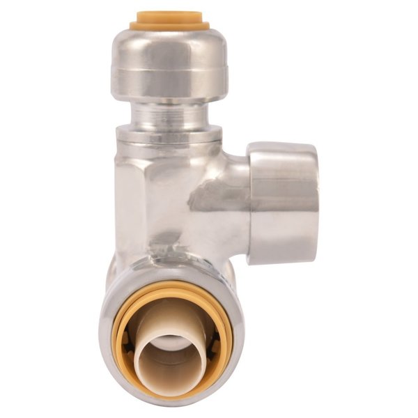 Tee Stop Valve, Brass, 1/2