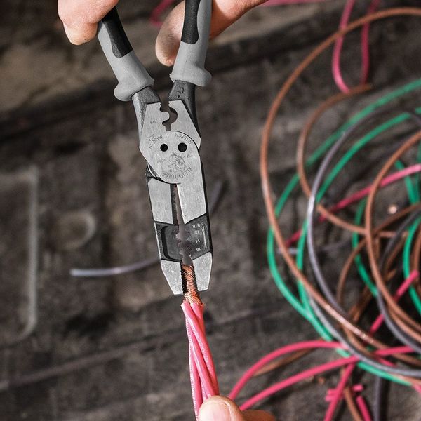 8 in Linemans Plier High Leverage w/ Wire Crimper, Steel
