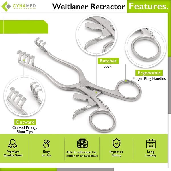 Premium Weitlaner Retractors, Blunt 6.5