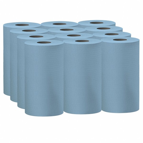 Dry Wipe Roll, Jumbo Perforated Roll, Mod Absorb, 9 3/4 x 13 1/2 in Sheets, 130 Sheets, Blue, 12 Pk