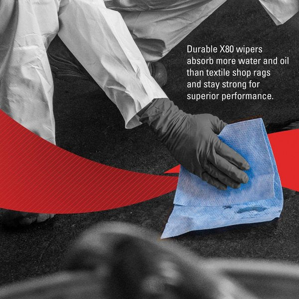 Dry Wipe, X80 Dispenser Box, 160 Sheets, Super Heavy Absorbency, 11 in x 16 3/4 in, Blue