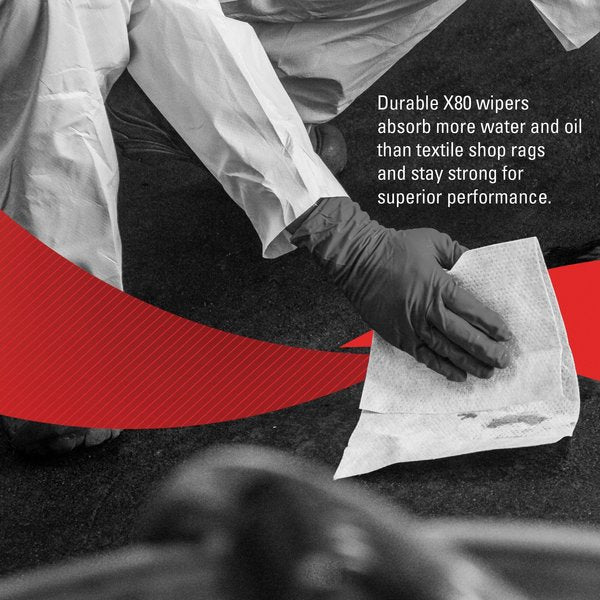 Dry Wipe, X80, Pop Up Box, Hydroknit, 8 1/4 in x 16 3/4 in, 80 Sheets, White, 5 Pack
