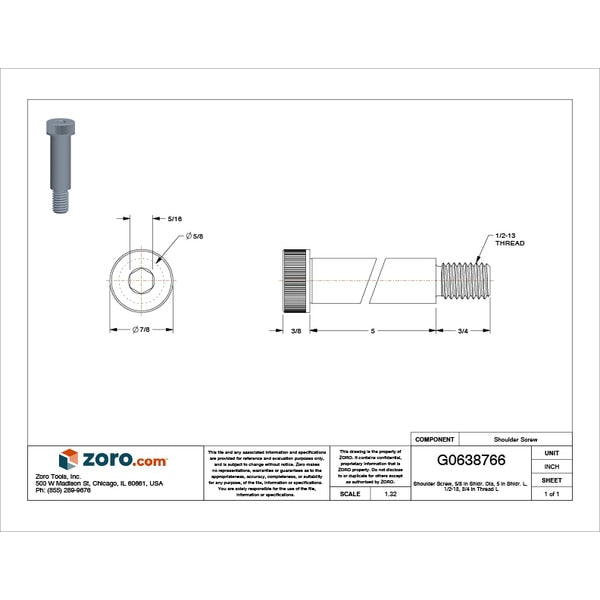 Shoulder Screw, 1/2