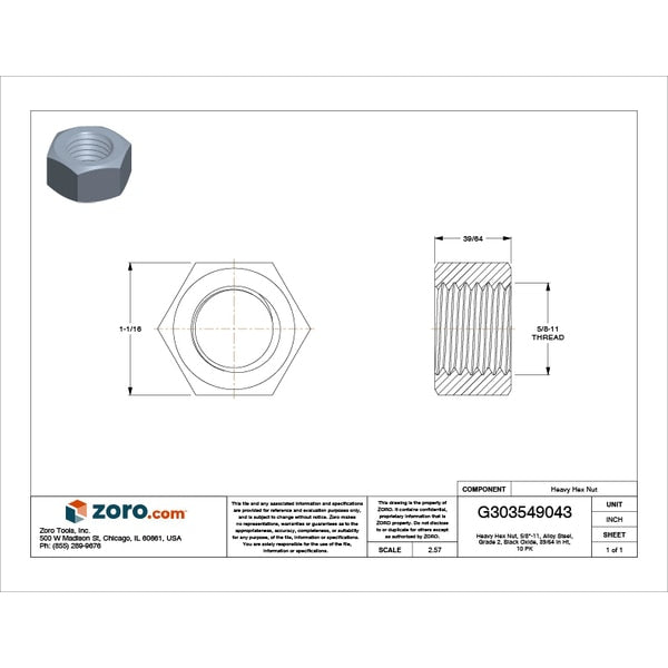 Heavy Hex Nut, 5/8