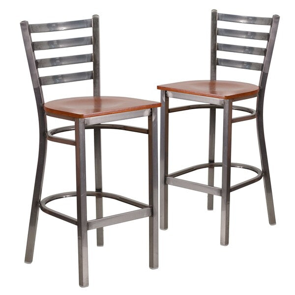 Clear Ladder Stool-Cherry Seat