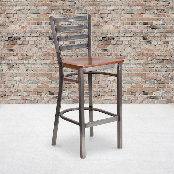 Clear Ladder Stool-Cherry Seat