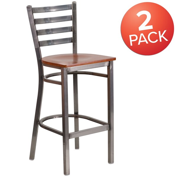 Clear Ladder Stool-Cherry Seat