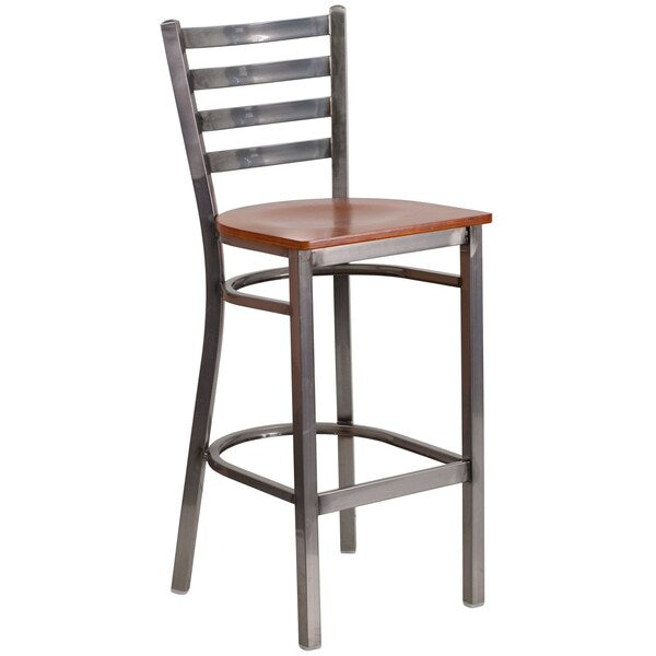 Clear Ladder Stool-Cherry Seat